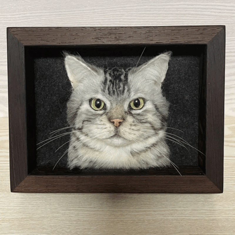 3d felt wool pet portrait | felt wool dog & cat memorial photo frame | pet lover gifts | pet loss gift | 6 inches
