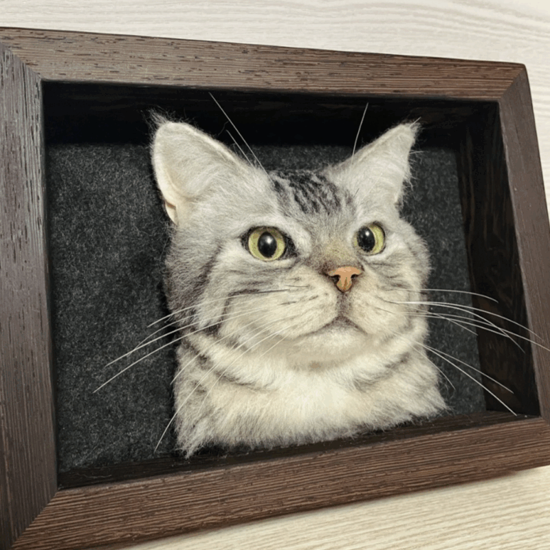 3d felt wool pet portrait | felt wool dog & cat memorial photo frame | pet lover gifts | pet loss gift | 6 inches