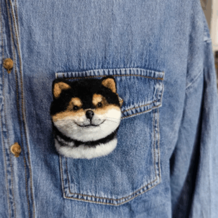 custom 3d wool needle felted pet portrait brooch