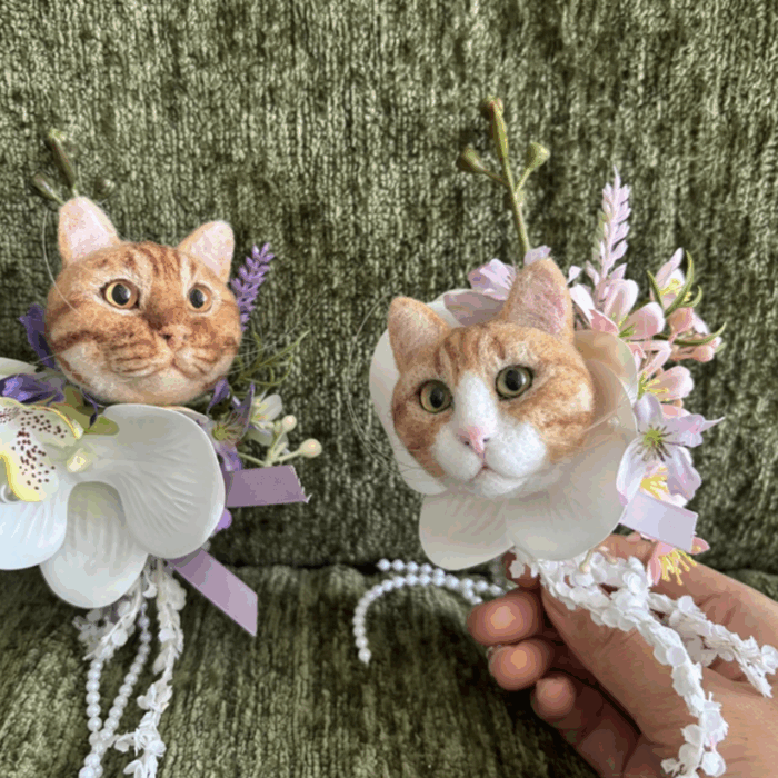 custom 3d wool needle felted pet portrait brooch