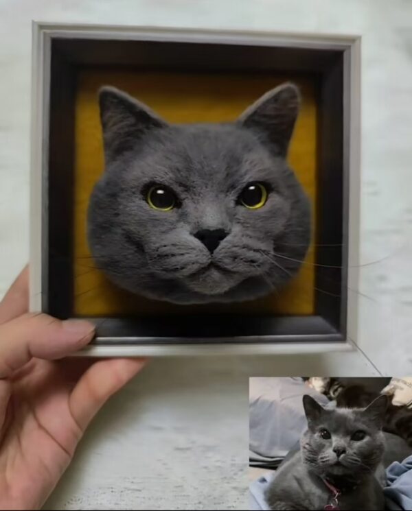 custom 3d wool needle felted cat portrait 6 inches