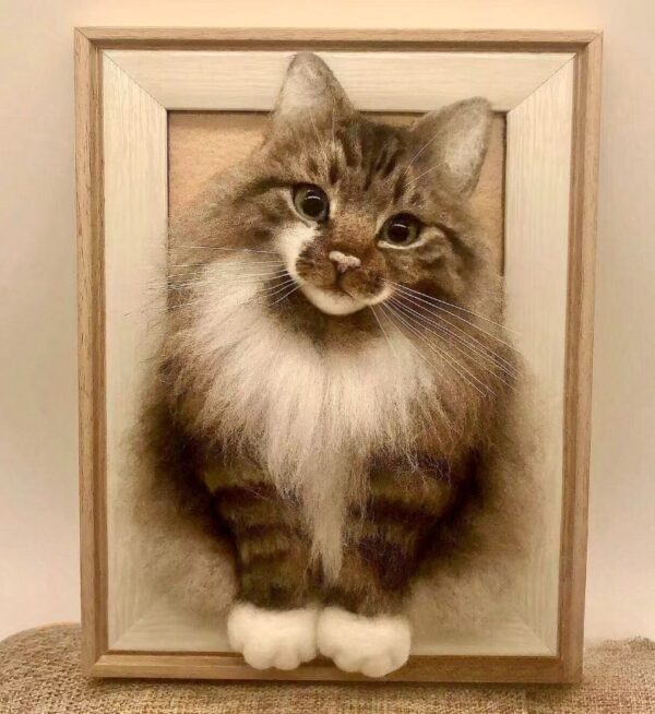 custom 3d wool needle felted cat portrait 10